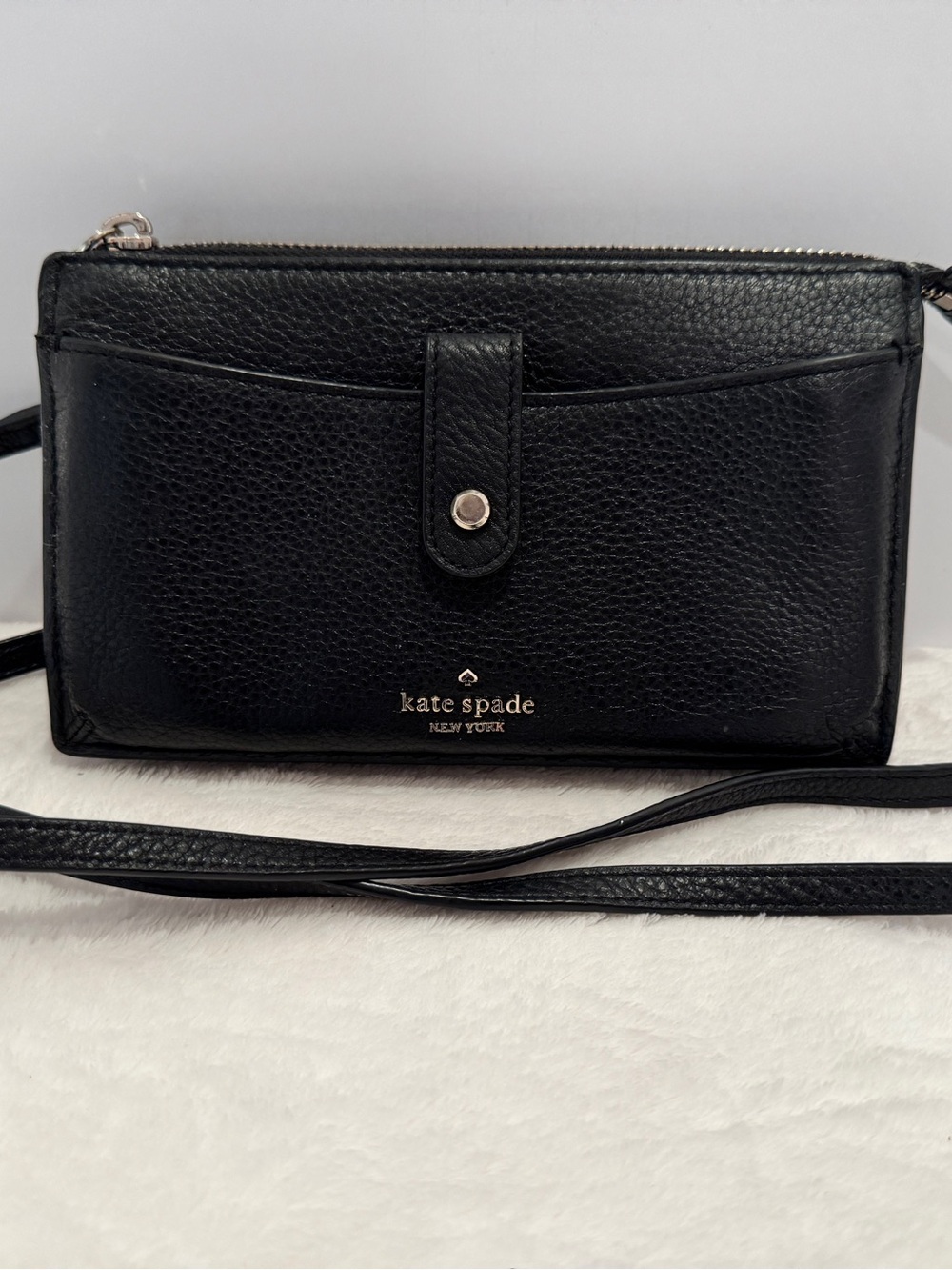 Kate Spade Jackson Black Pebbled Leather Crossbody Wallet